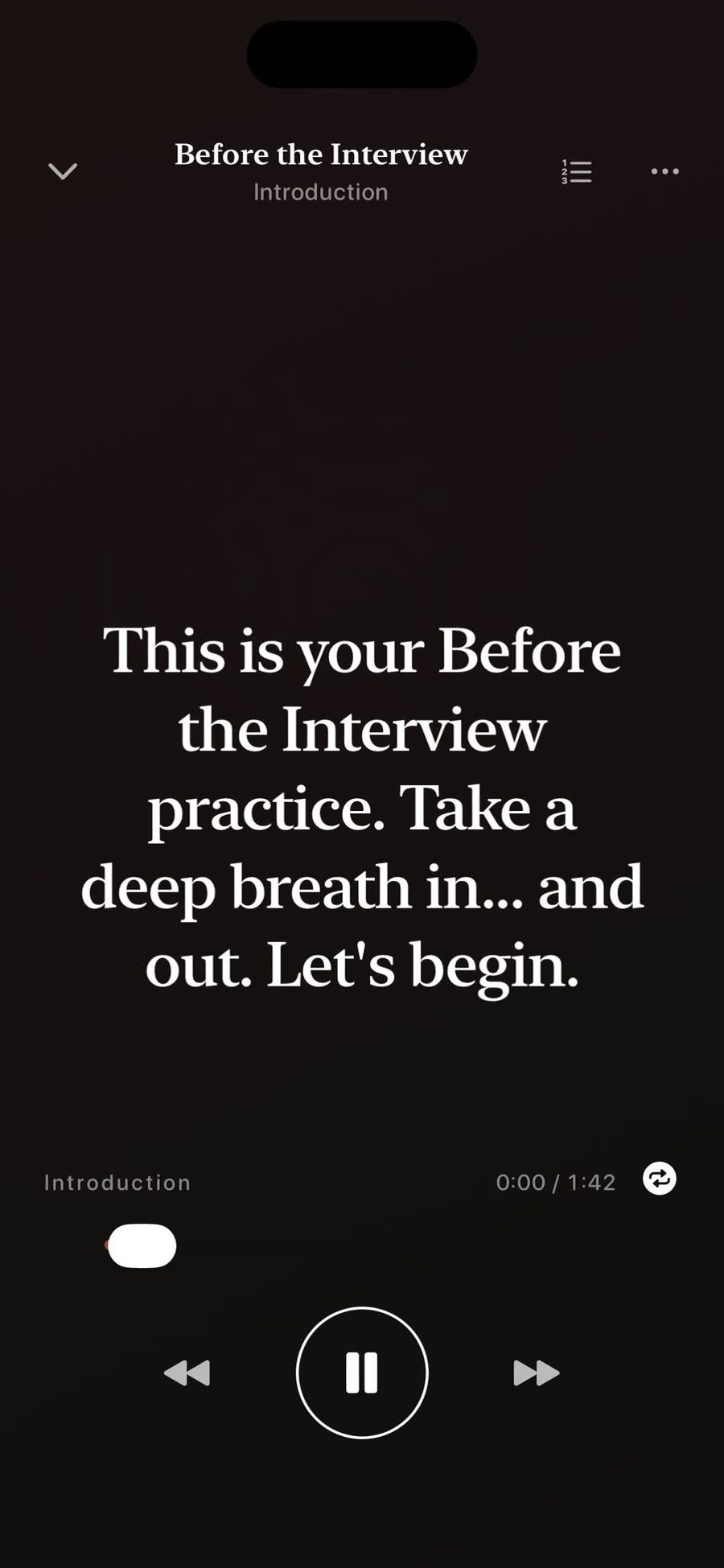 Player speaking a practice called Before the Interview.